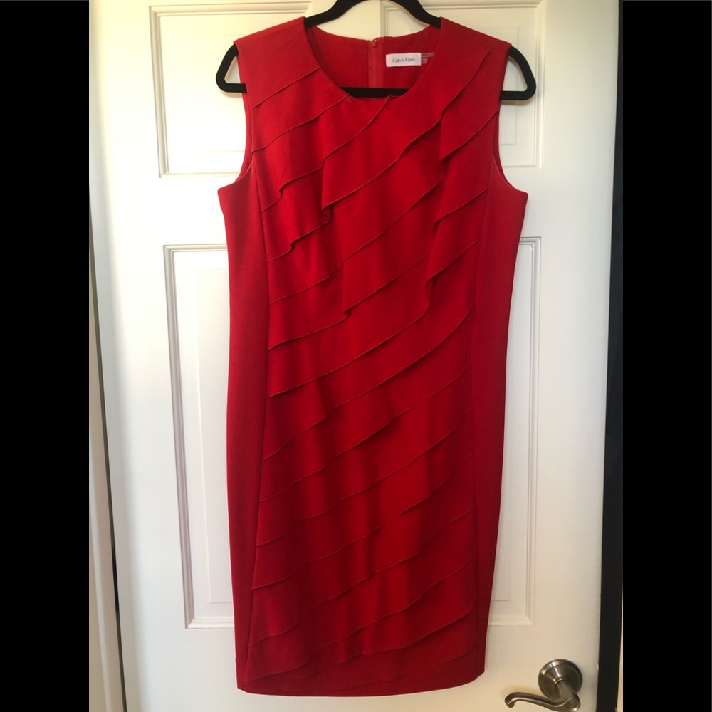 Calvin Klein ruffle shift dress